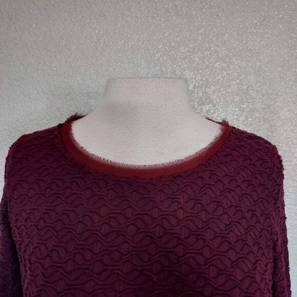 Anthroplogie's  Postcard Maroon Textured Long Sleeve Floral Blouse Size M - Picture 3 of 11